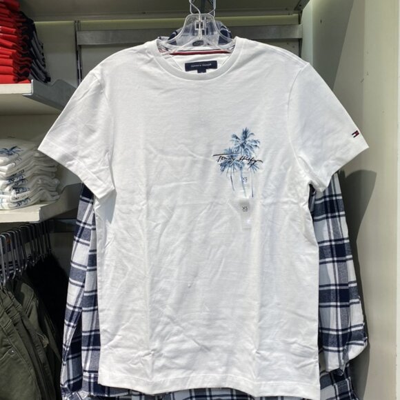 S M L XL XXL NWT Tommy Hilfiger Mens Palm Tree Tee 78J6659 101 - Picture 5 of 6